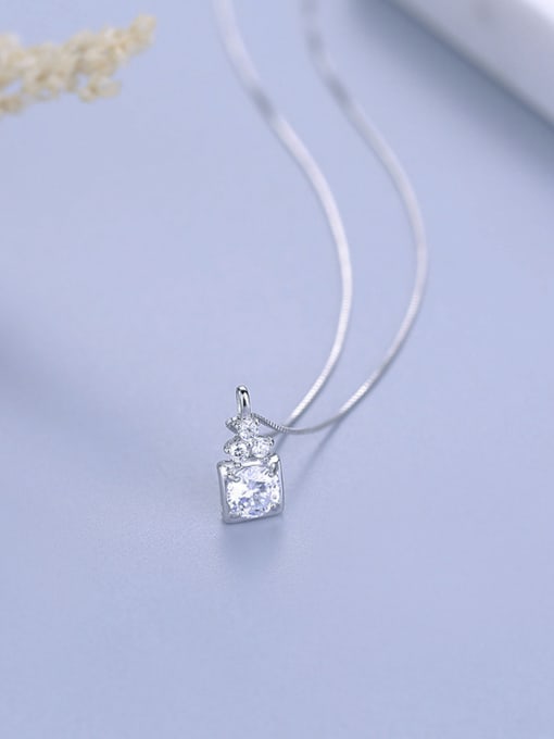 One Silver Square Zircon Pendant 0