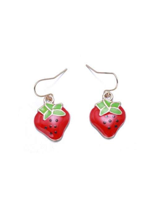 Ronaldo Women Elegant Strawberry Shaped Enamel Stud Earrings 0