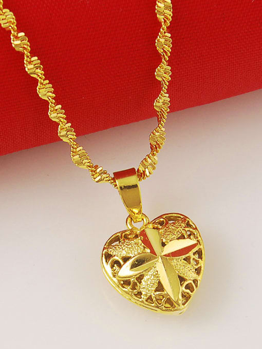 Yi Heng Da Women Elegant Heart Shaped 24K Gold Plated Necklace 2