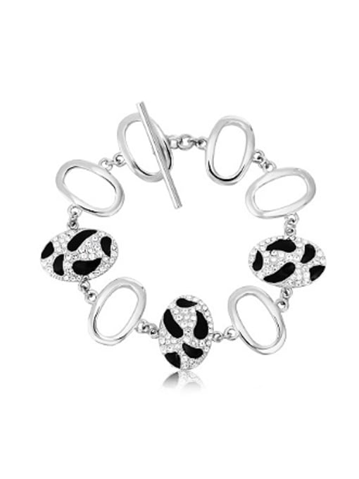platinum Personalized Ovals Leopard Print Bracelet