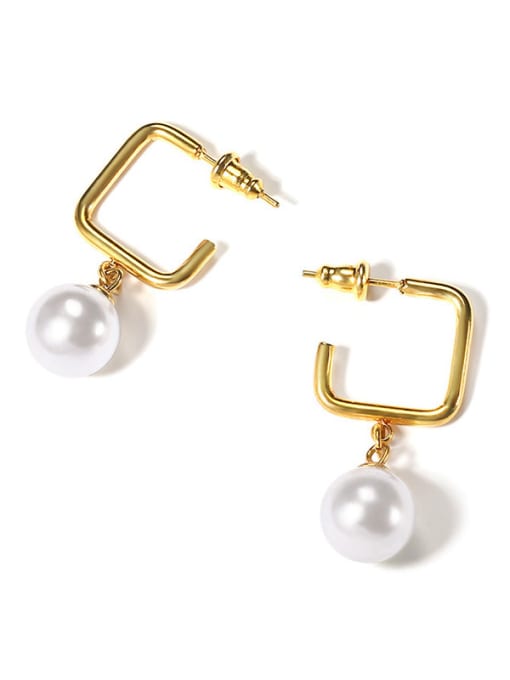 LI MUMU Stainless Steel With  Imitation Pearl Stud Earrings 0