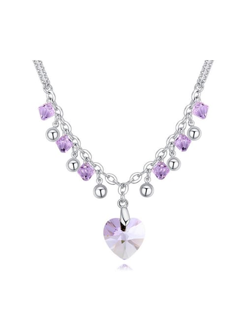 QIANZI Fashion Heart austrian Crystals Little Beads Alloy Necklace 0