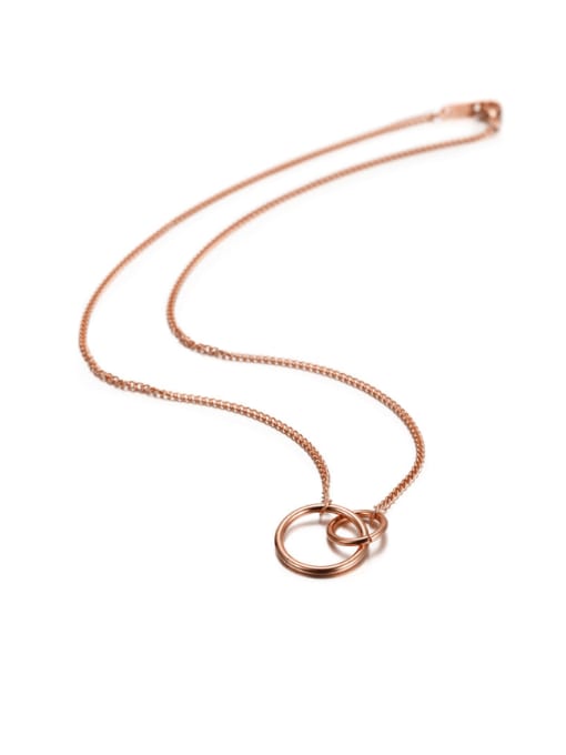 Rose Gold Fashion Stainless Steel Big Circle Shaped Sweater Necklace