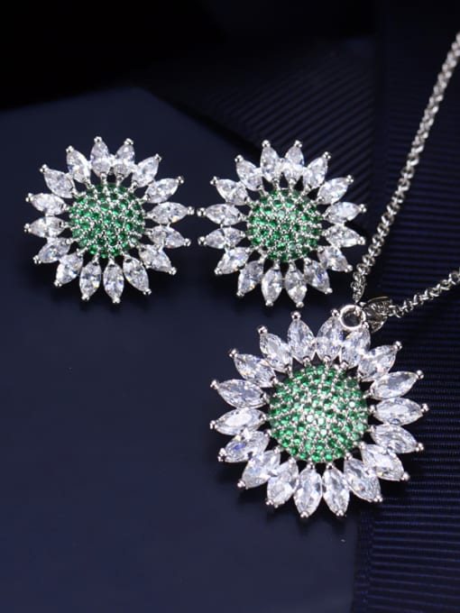 Green Round Solar Wedding Accessories Jewelry Set