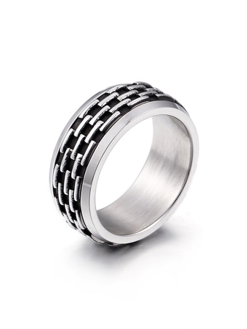 KAKALEN Stainless Steel With Antique Silver Plated Fashion Rings 0