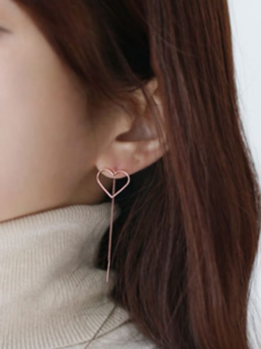 DAKA Simple Hollow Heart Silver Line Earrings 1