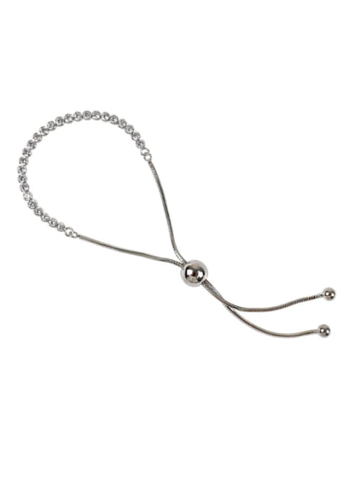 DAKA Fashion Cubic Zircon-studded Beads Silver Adjustable Bracelet 0