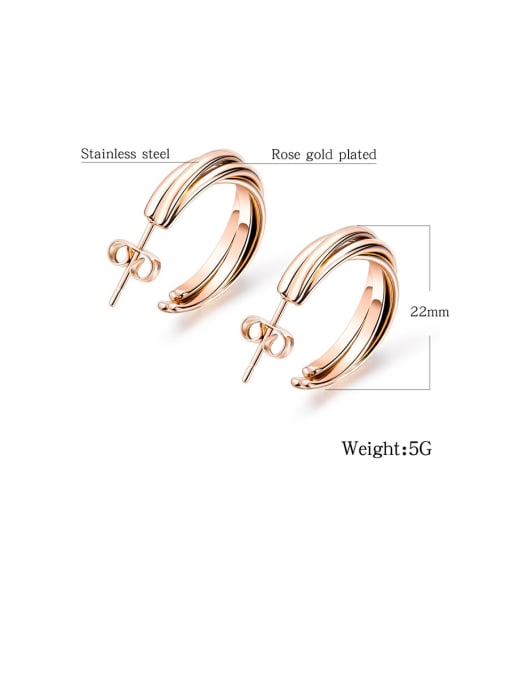 Open Sky Stainless Steel With Rose Gold Plated Simplistic Irregular Stud Earrings 3
