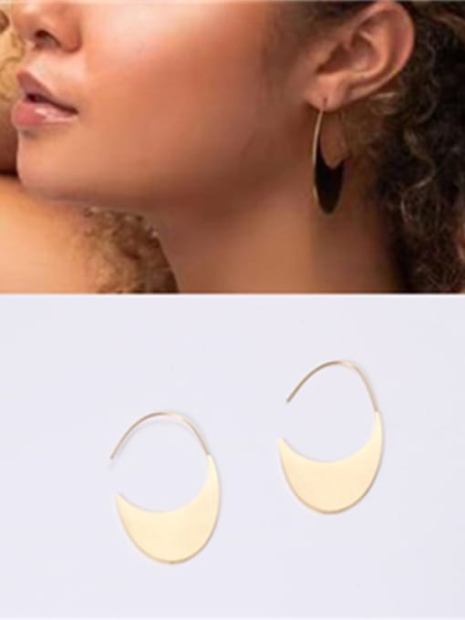 GROSE Titanium With Gold Plated Punk Irregular Hook Earrings 0