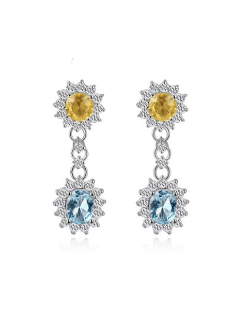 Ronaldo Exquisite Flower Shaped Swiss Zircon Drop Earrings 0