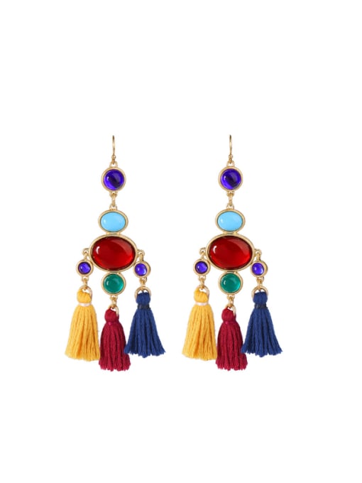 KM Colorful Tassel Women Drop Chandelier earring 0