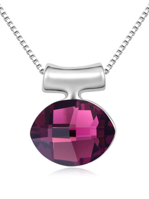 Purple Simple Oval austrian Crystal Pendant Necklace