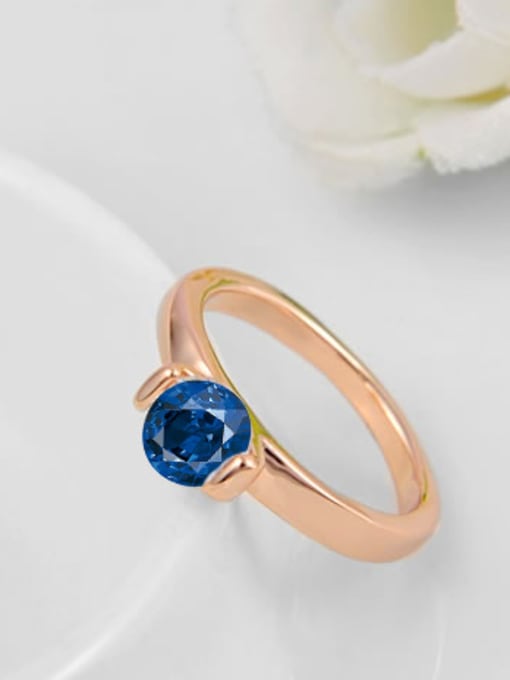 Ronaldo Blue Round Shaped Swiss Zircon Ring 2