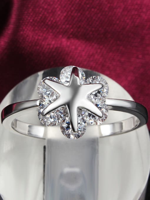 SANTIAGO Creative Platinum Plated Star Shaped Zircon Ring 1
