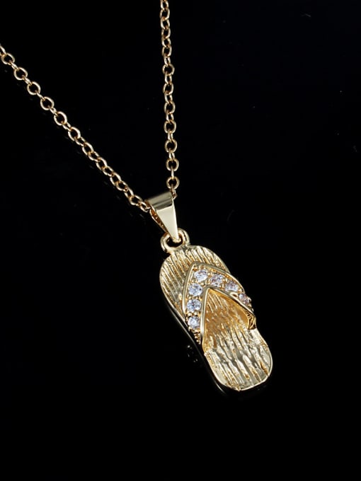 SANTIAGO Personality 18K Gold Plated Shoes Shaped Zircon Necklace 2