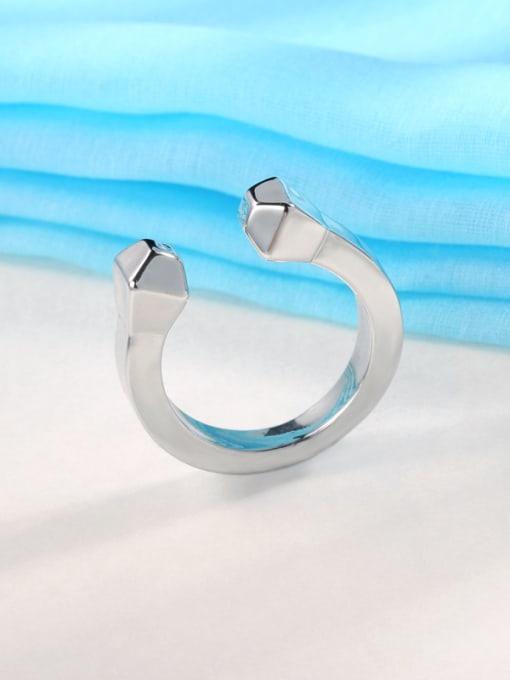 Ronaldo Trendy Open Design Platinum Plated Geometric Shaped Ring 1