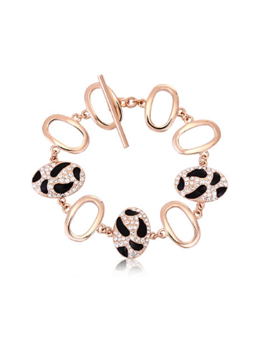 rose gold Personalized Ovals Leopard Print Bracelet