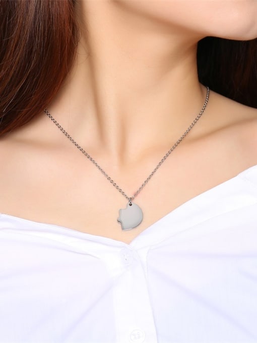 CONG Stainless Steel With Platinum Plated Simplistic  Puzzle Heart-Shaped Multi Strand Necklaces 1