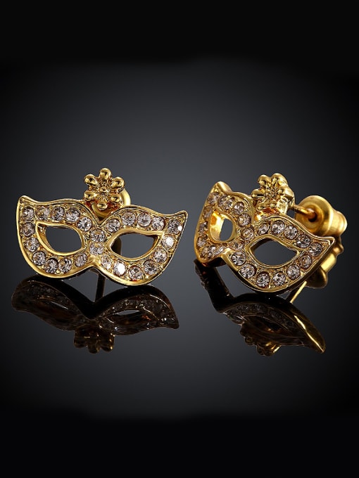 OUXI Personalized Mask Gold Plated Stud Earrings 1