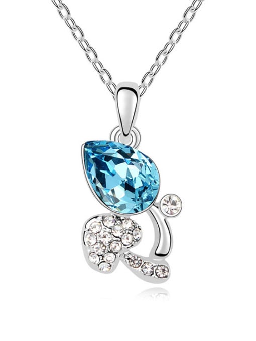 blue Austria was using austrian Elements Crystal Necklace Pendant Chain clavicle rose love