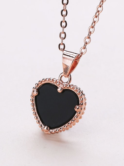 One Silver Black Heart Shaped Necklace 0