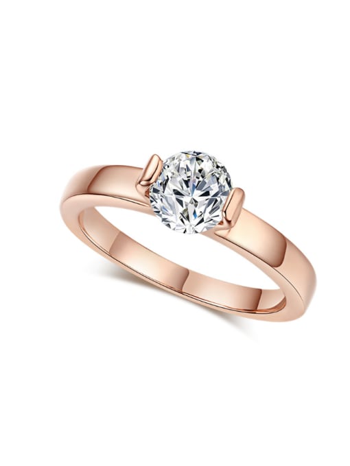 Rose Gold Plated  6# Classical and Simple Engagement Ring with Zircon