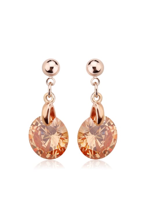 Rose Gold ,Champagne Female Simple Style Zircon drop earring