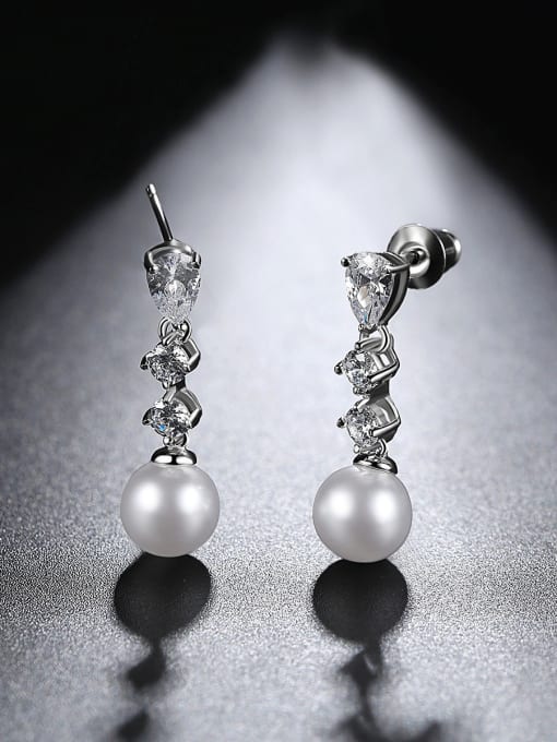 BLING SU Copper With 3A cubic zirconia Trendy Ball Earrings 0