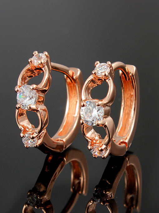 SANTIAGO Elegant Rose Gold Plated White Zircon Clip Earrings 0