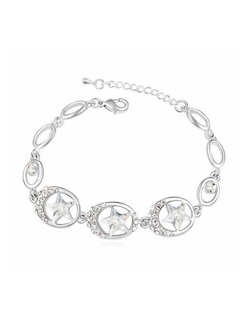 QIANZI Fashion Hollow Oval Star austrian Crystals Alloy Bracelet 2
