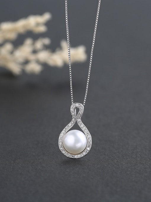 One Silver Water Drop Pearl Pendant 2