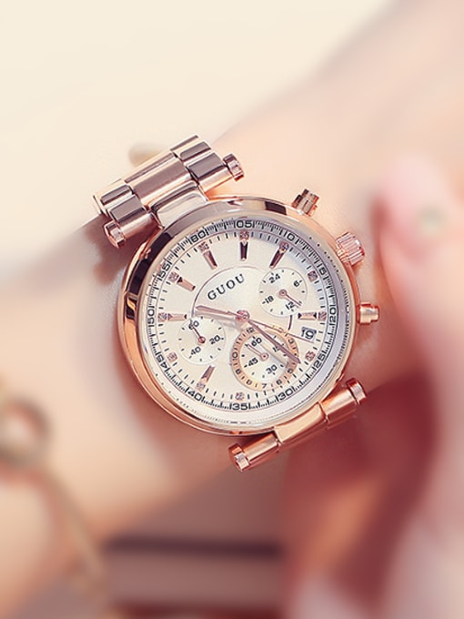 white GUOU Brand Fashion Multi-function Mechanical Watch