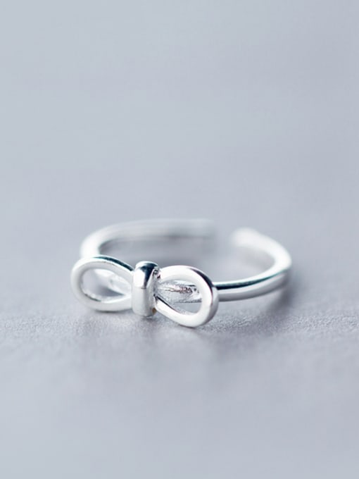 Rosh Elegant Bowknot Shaped S925 Silver Open Design Ring 0
