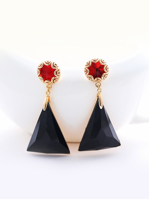 Red Fashion Triangle Acrylic Cubic Crystal Alloy Stud Earrings