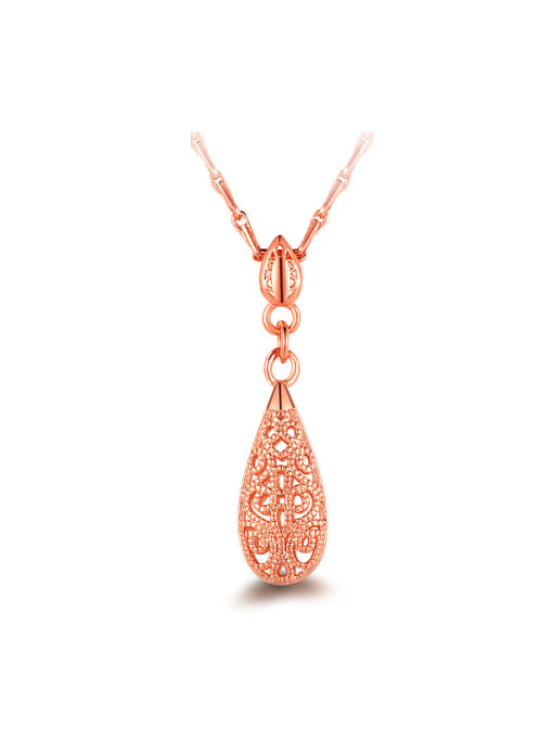 Ya Heng Fashion Hollow Water Drop Shaped Pendant Copper Necklace 0