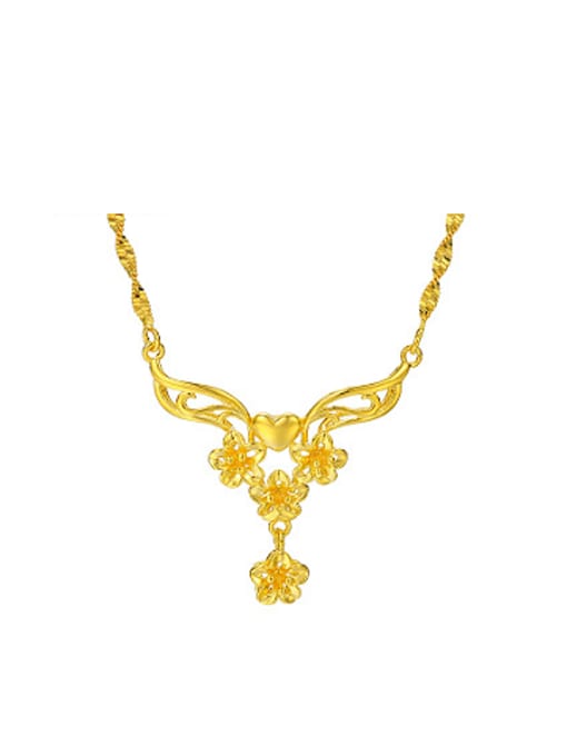 XP Copper Alloy 24K Gold Plated Ethnic style Flower Necklace