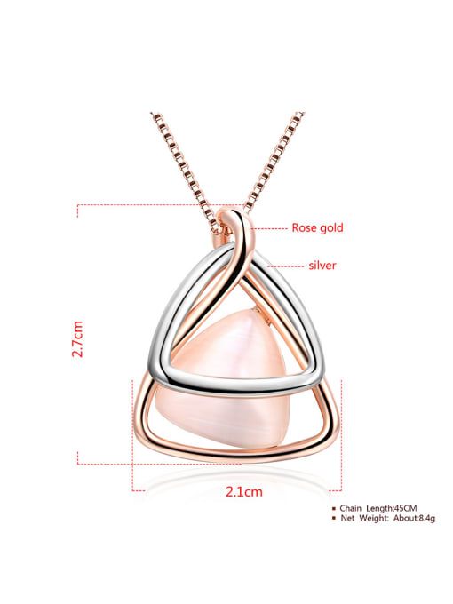 Necklace Creative Double Triangle Shaped Opal Two Pieces Jewelry Set
