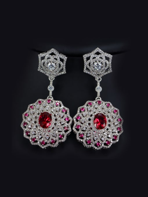 Red Luxury Retro Flower Party Drop Chandelier earring