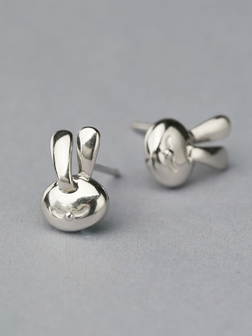 One Silver Elegant Rabbit Shaped stud Earring 0