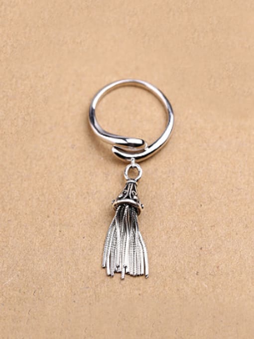 Peng Yuan Personalized Tassels Opening Silver Ring 0