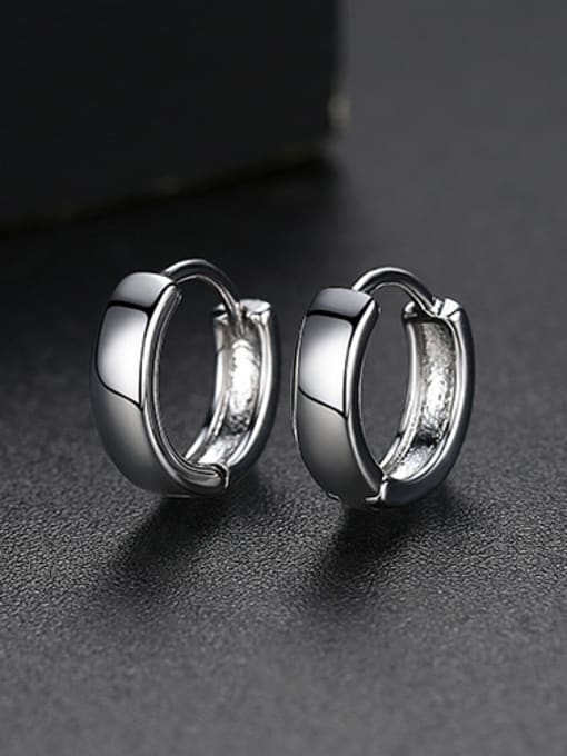 sliver 925 Sterling Silver With Glossy  Simplistic Round Stud Earrings