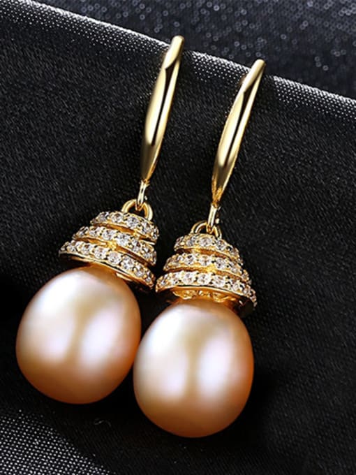 Pink Sterling silver natural pearl earrings