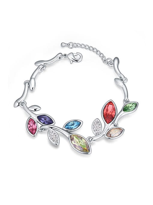 QIANZI Fashion Leaves austrian Crystals Alloy Bracelet 0