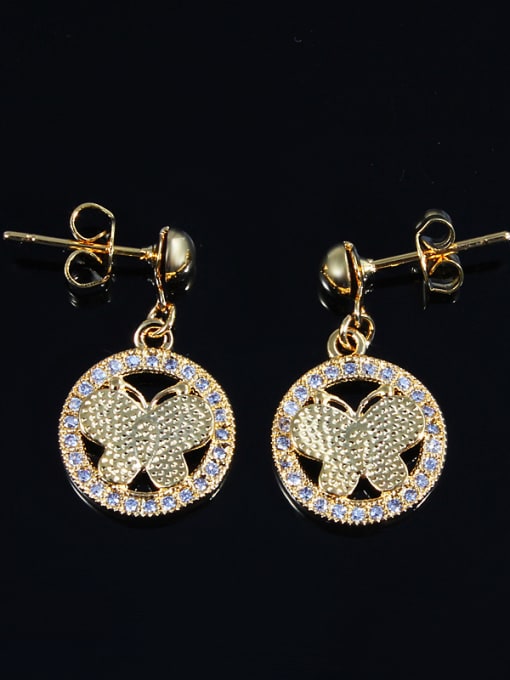 SANTIAGO Shining 18K Gold Plated Butterfly Shaped Zircon Drop Earrings 1