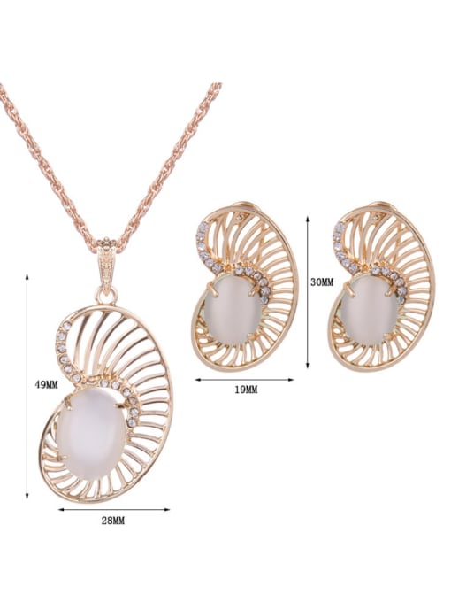 BESTIE 2018 Alloy Imitation-gold Plated Fashion Oval Artificial Stones Two Pieces Jewelry Set 3