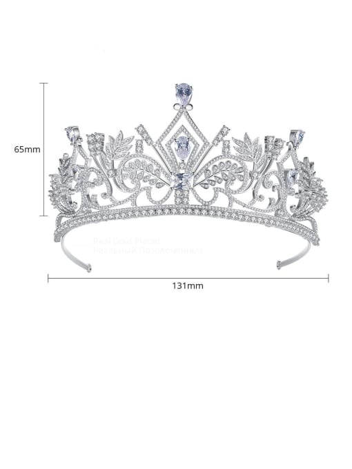 BLING SU Copper With Platinum Plated Delicate Crown Tiaras & Crowns 2