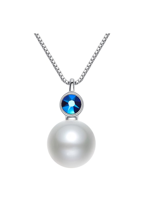 Blue Vintage S925 Silver Pearl Necklace