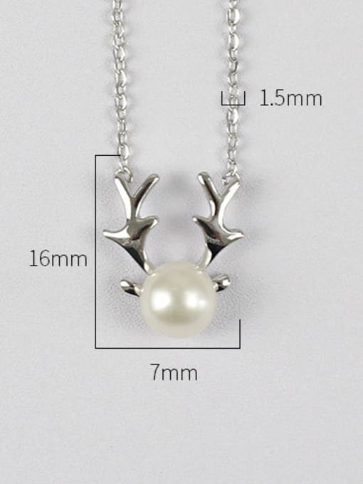 DAKA Pure Silver Natural Freshwater Pearl Christmas antlers Necklace 4