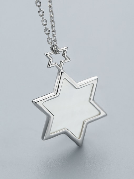 One Silver Fashion White Shell Star Pendant 925 Silver Necklace 0