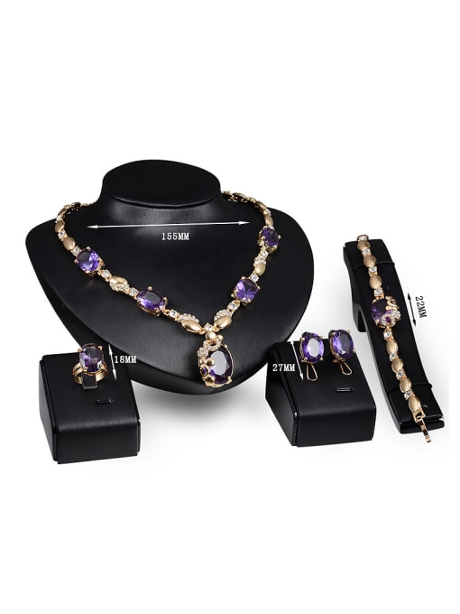 BESTIE Alloy Imitation-gold Plated Fashion Artificial Gemstones Four Pieces Jewelry Set 2